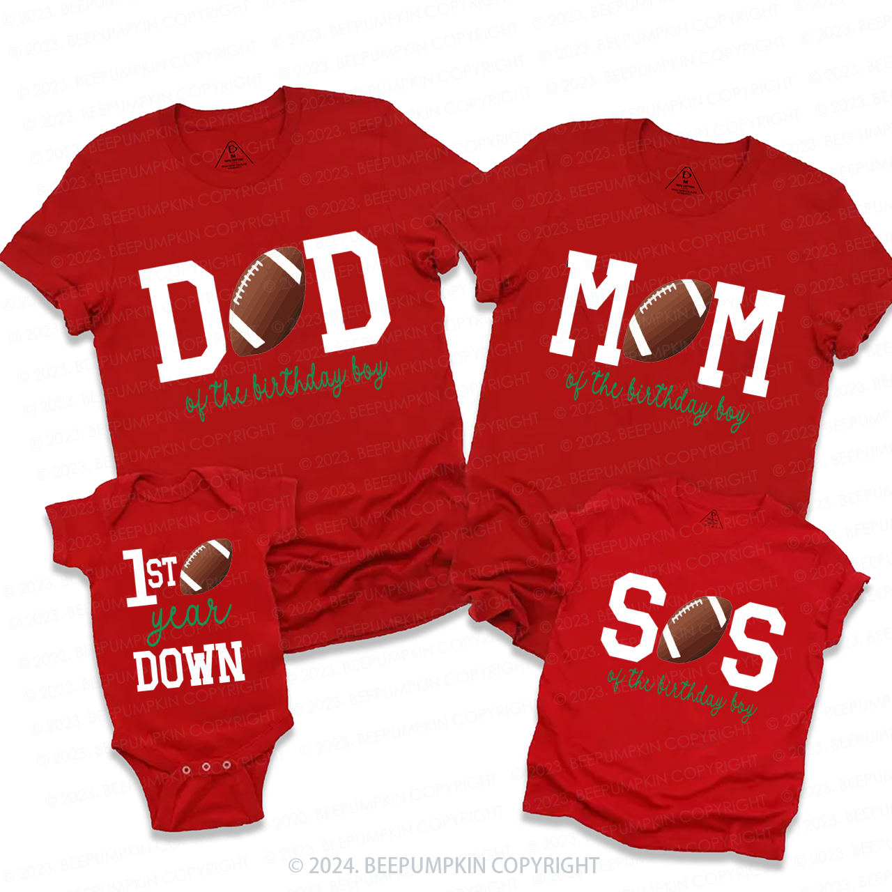 Football Baby Birthday Family Matching Tees Beepumpkin