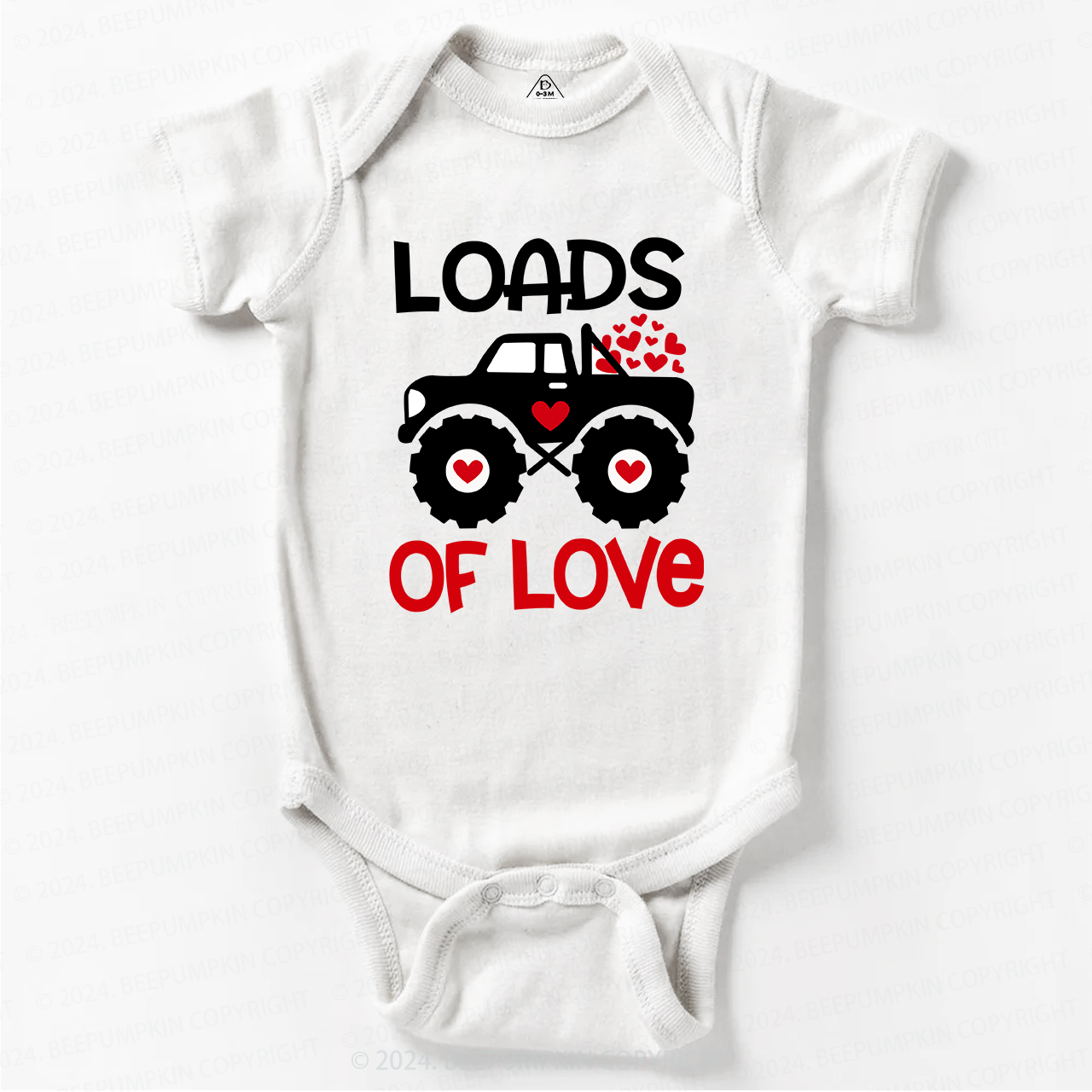 Loads of Love Valentines Truck Bodysuit For Baby