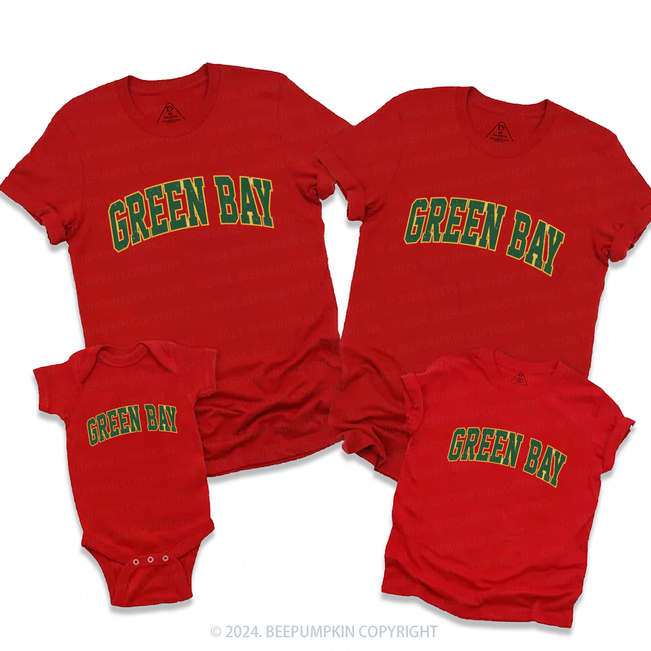 Vintage Green Football Family Matching Tees Beepumpkin