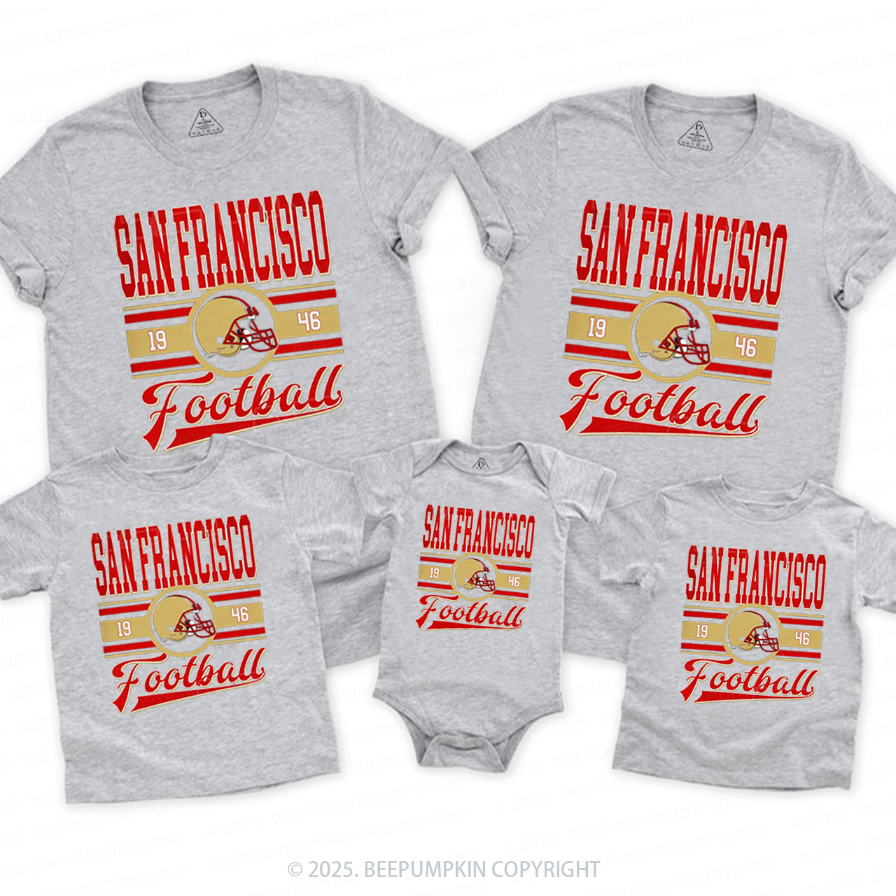 Football Vintage Style Family Matching Tees Beepumpkin