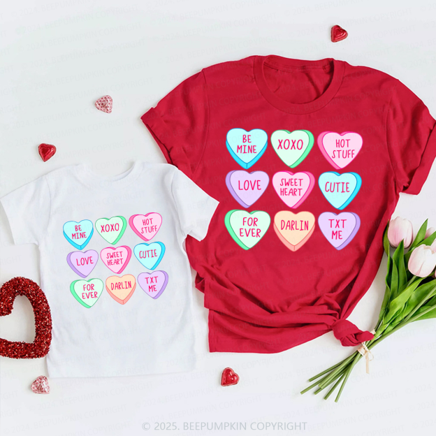 Candy Hearts Valentines Day Gift Family Matching Valentine's Shirts