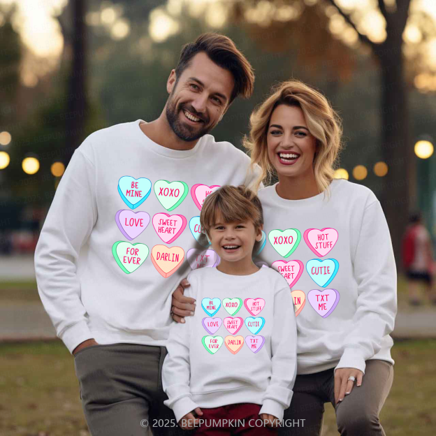 Candy Hearts Valentines Day Gift Sweetheart Matching Sweatshirts