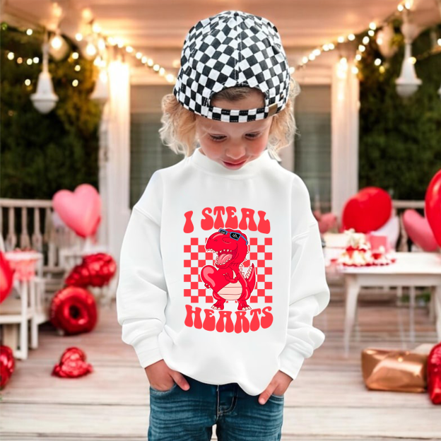 I Steal Hearts Valentine Kids Sweatshirt
