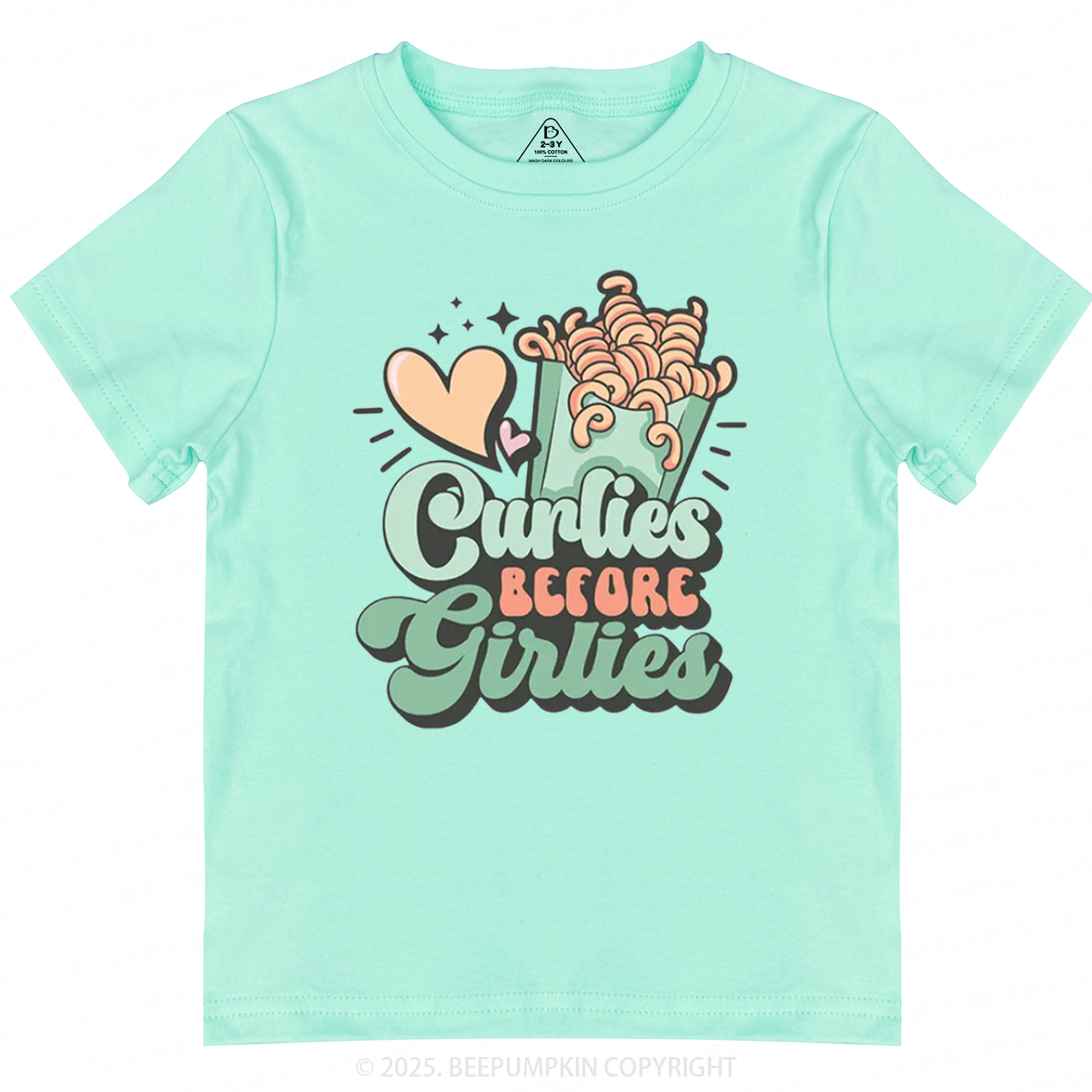 Curlies Before Girlies Valentine's Day Toddler&Kid's Tees Beepumpkin