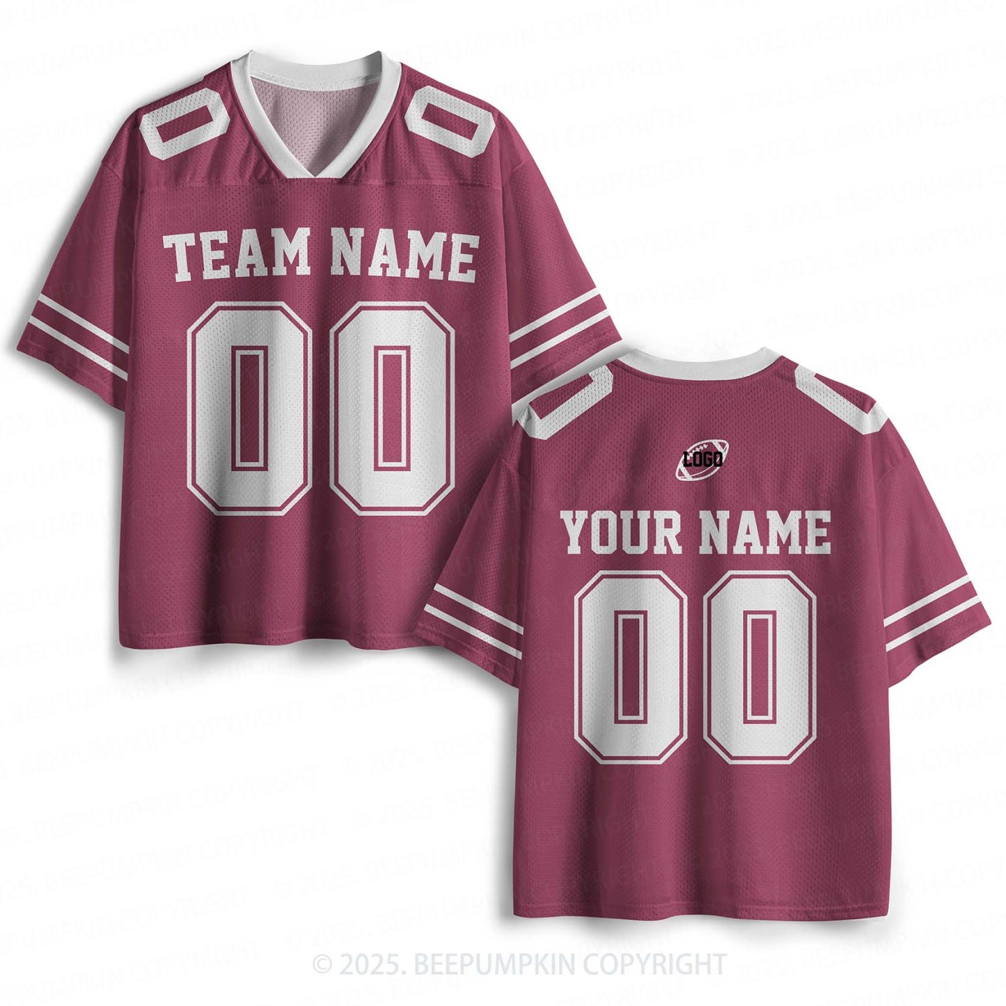 Personalized Team Name & Number Maroon Adult Sport Jersey Beepumpkin