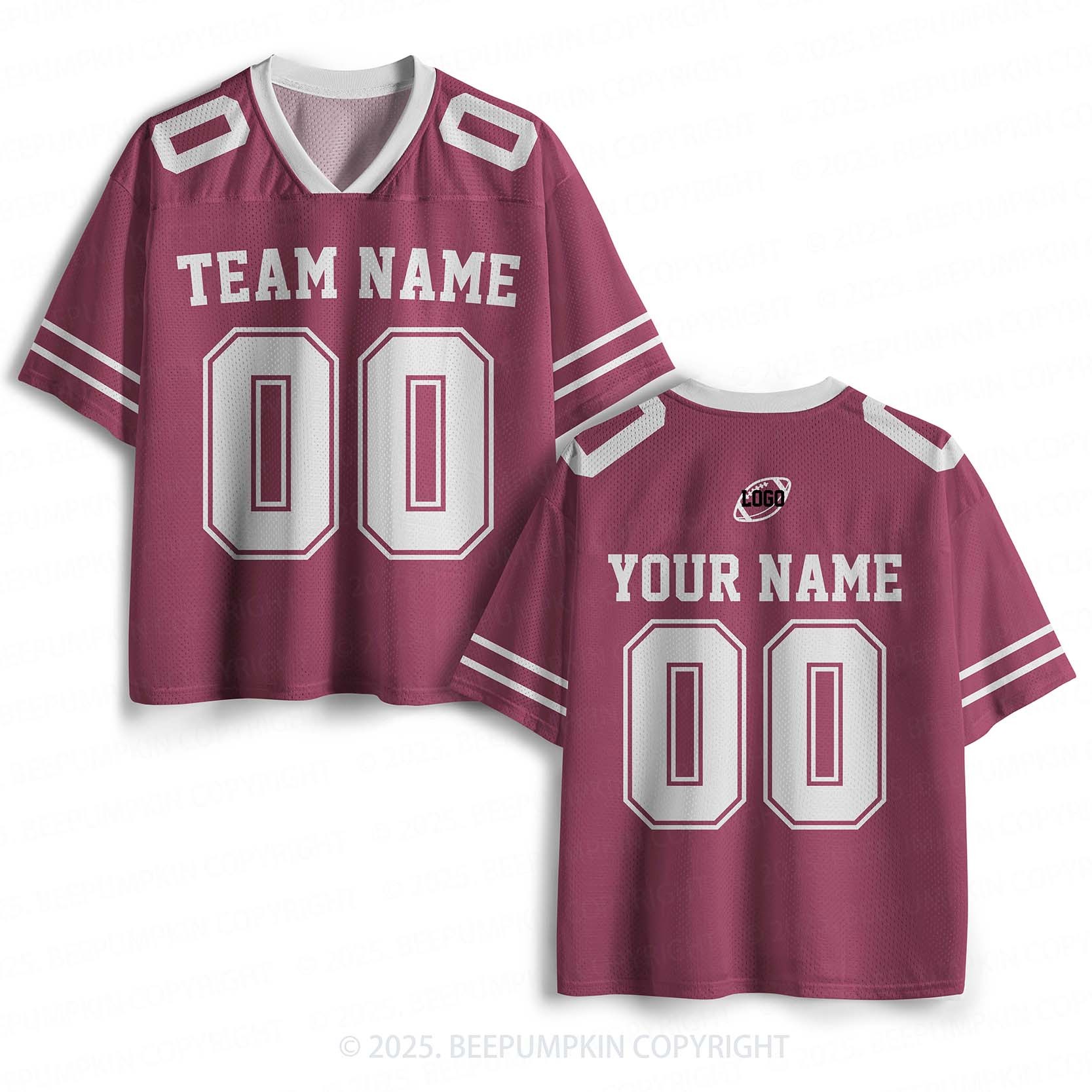 Personalized Team Name & Number Maroon Adult Sport Jersey Beepumpkin