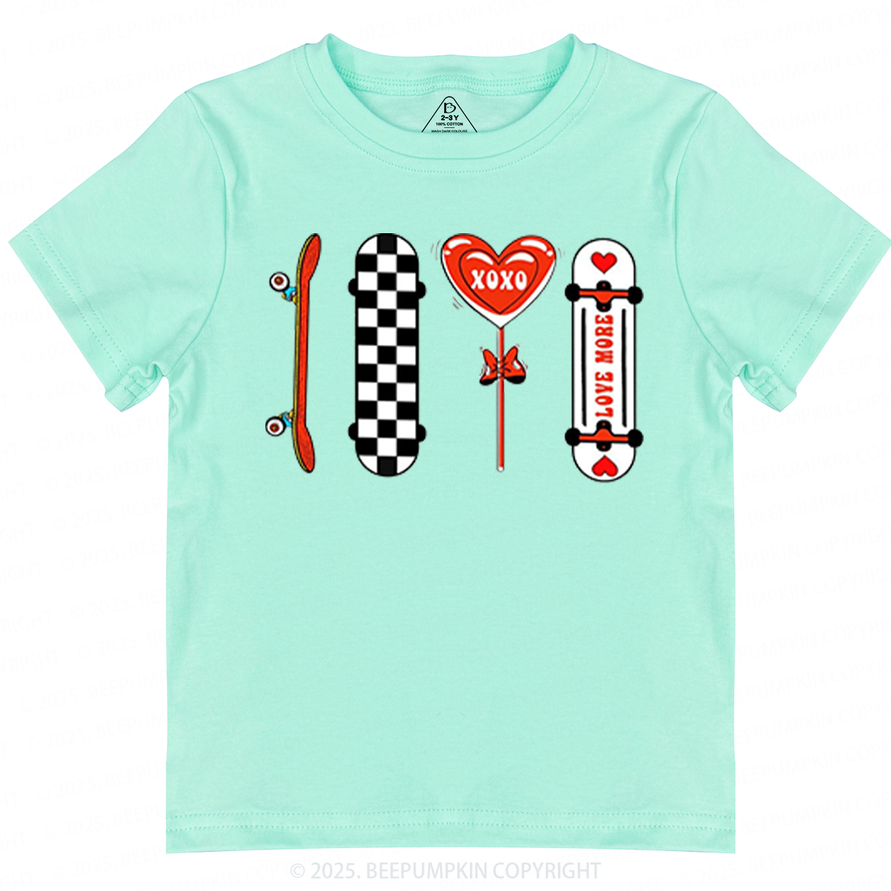 Skateboard Valentine's Day Toddler&Kid's Tees Beepumpkin