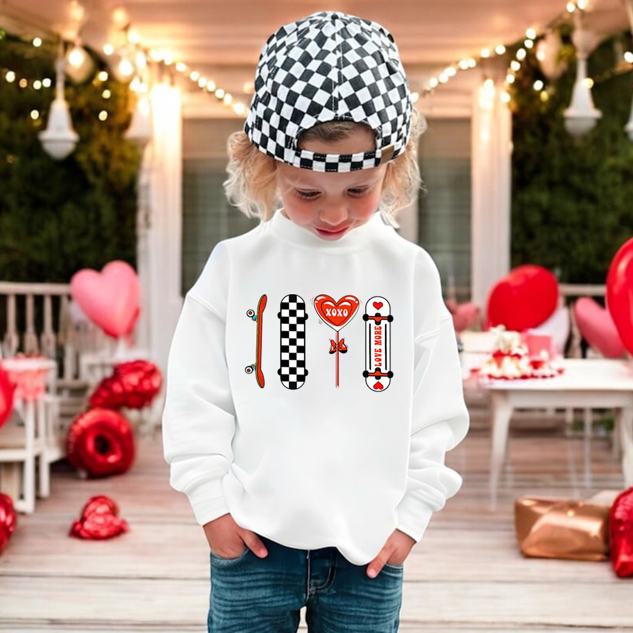 Skateboard Valentine's Day Kid's Sweatshirt