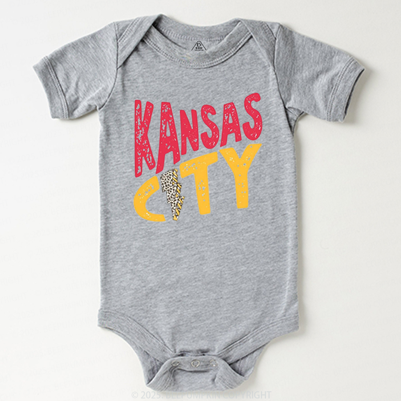 KC Leopard Lightning Football Bodysuit Beepumpkin 