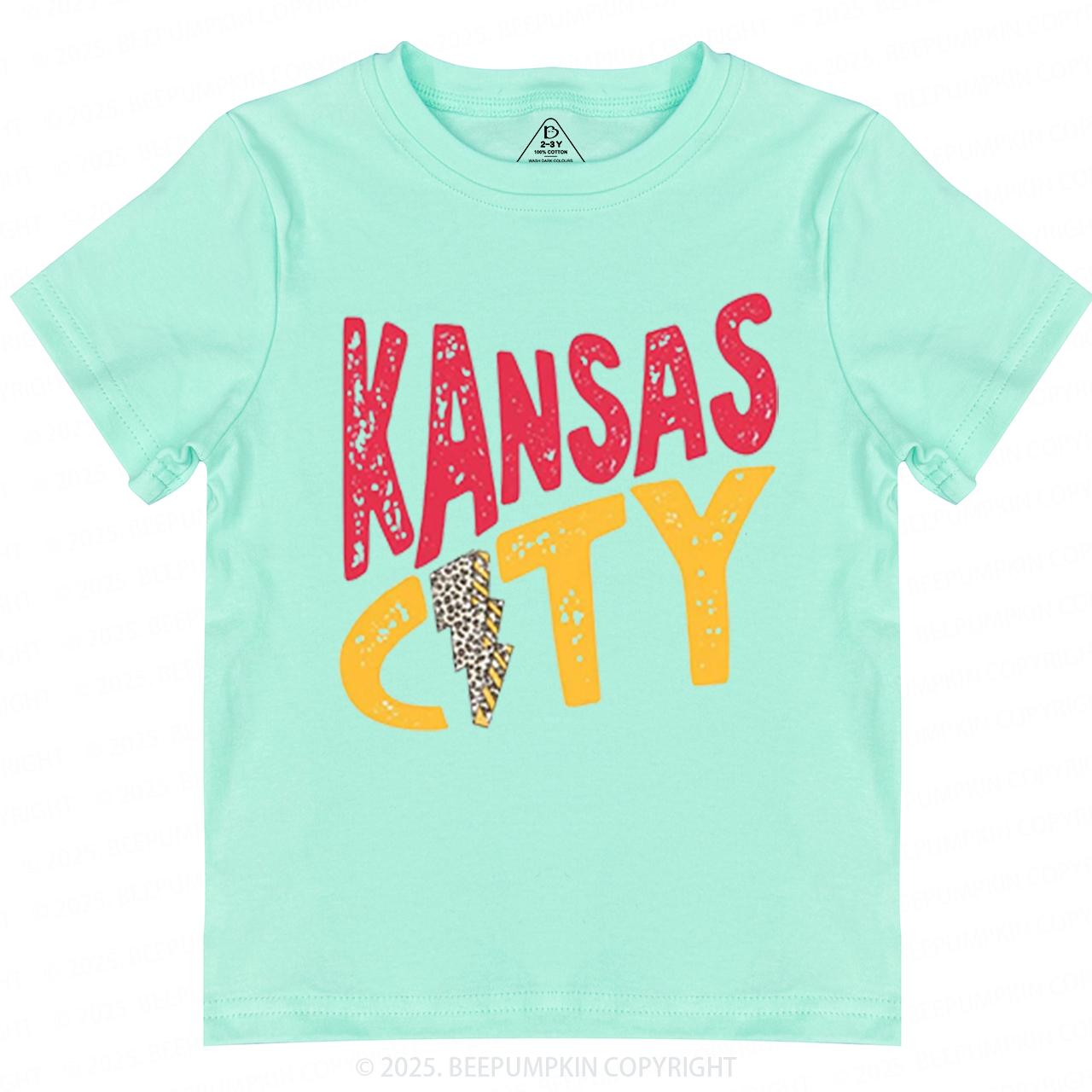 KC Leopard Lightning Football Toddler&Kid's Tees Beepumpkin