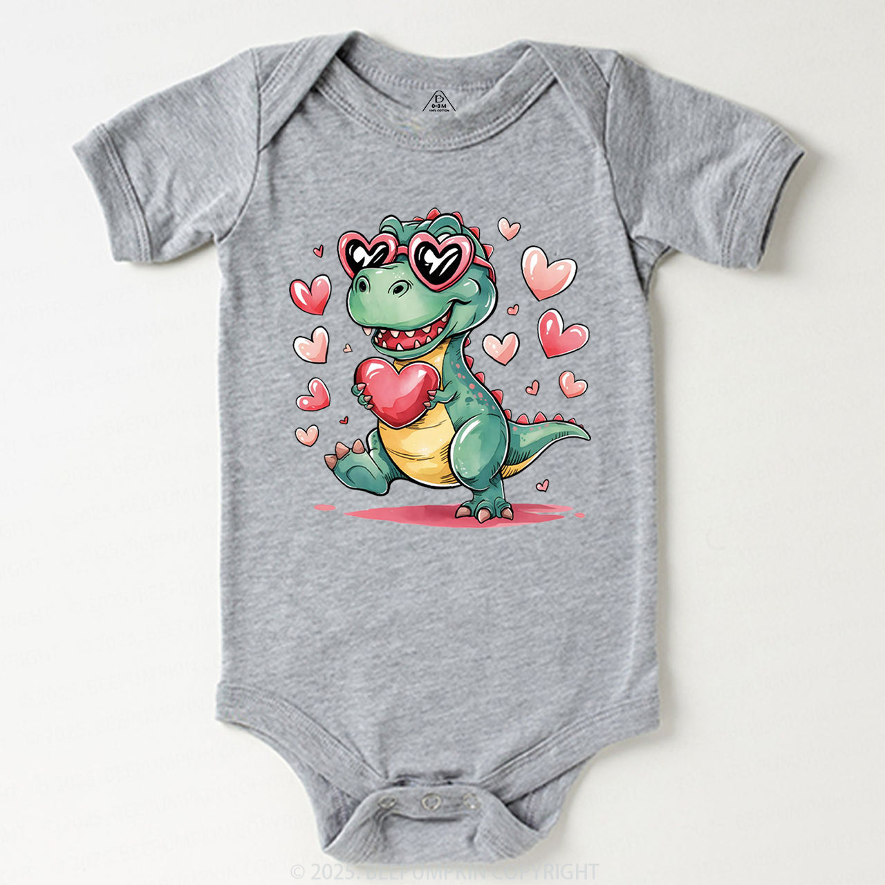 Romantic Dinosaur Valentine's Day Bodysuit Beepumpkin