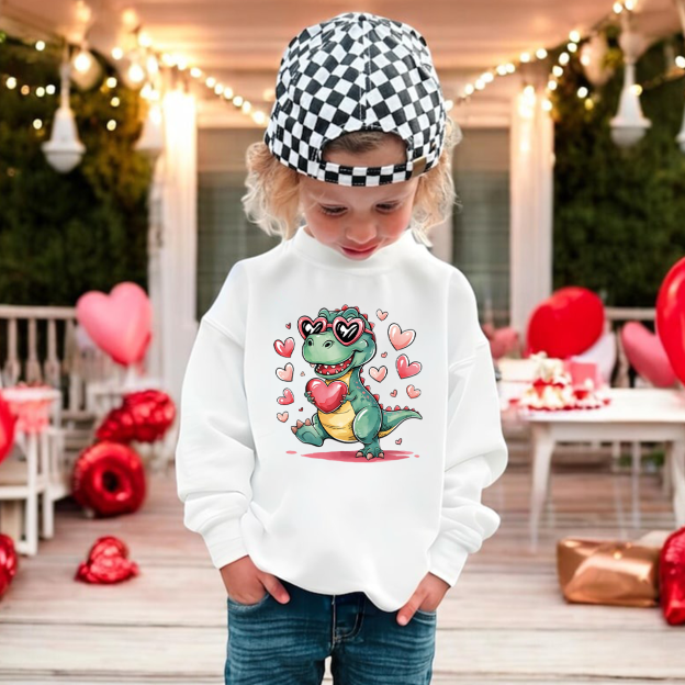 Romantic Dinosaur Valentine's Day Kid's Sweatshirt