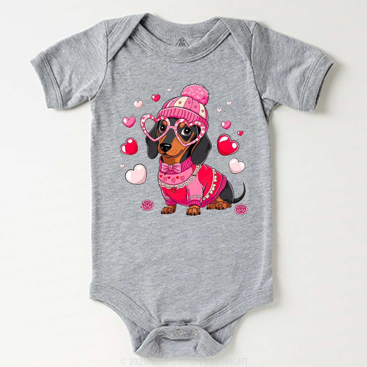 Dachshund Dog Valentine's Day Bodysuit Beepumpkin