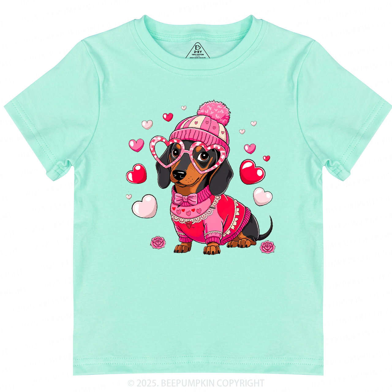 Dachshund Dog Valentine's Day Toddler&Kid's Tees Beepumpkin
