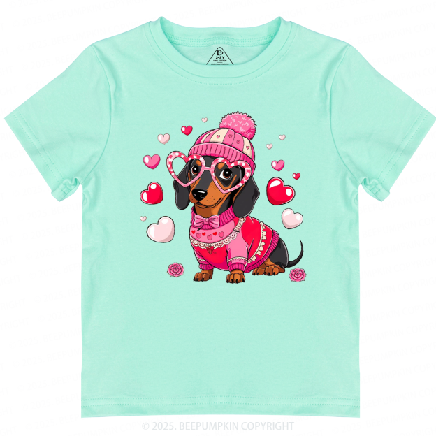 Dachshund Dog Valentine's Day Toddler&Kid's Tees Beepumpkin
