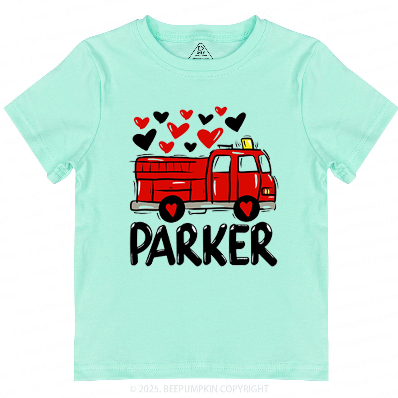 Fire Truck Valentine's Day Toddler&Kid's Tees Beepumpkin