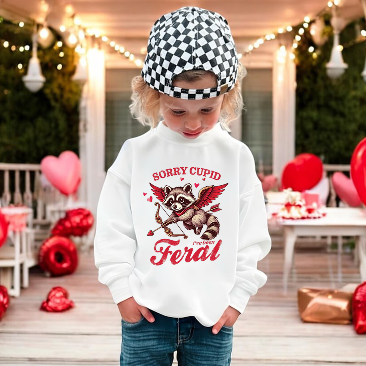 Sorry Cupid I've Been Feral Valentine's Day Kid's Sweatshirt