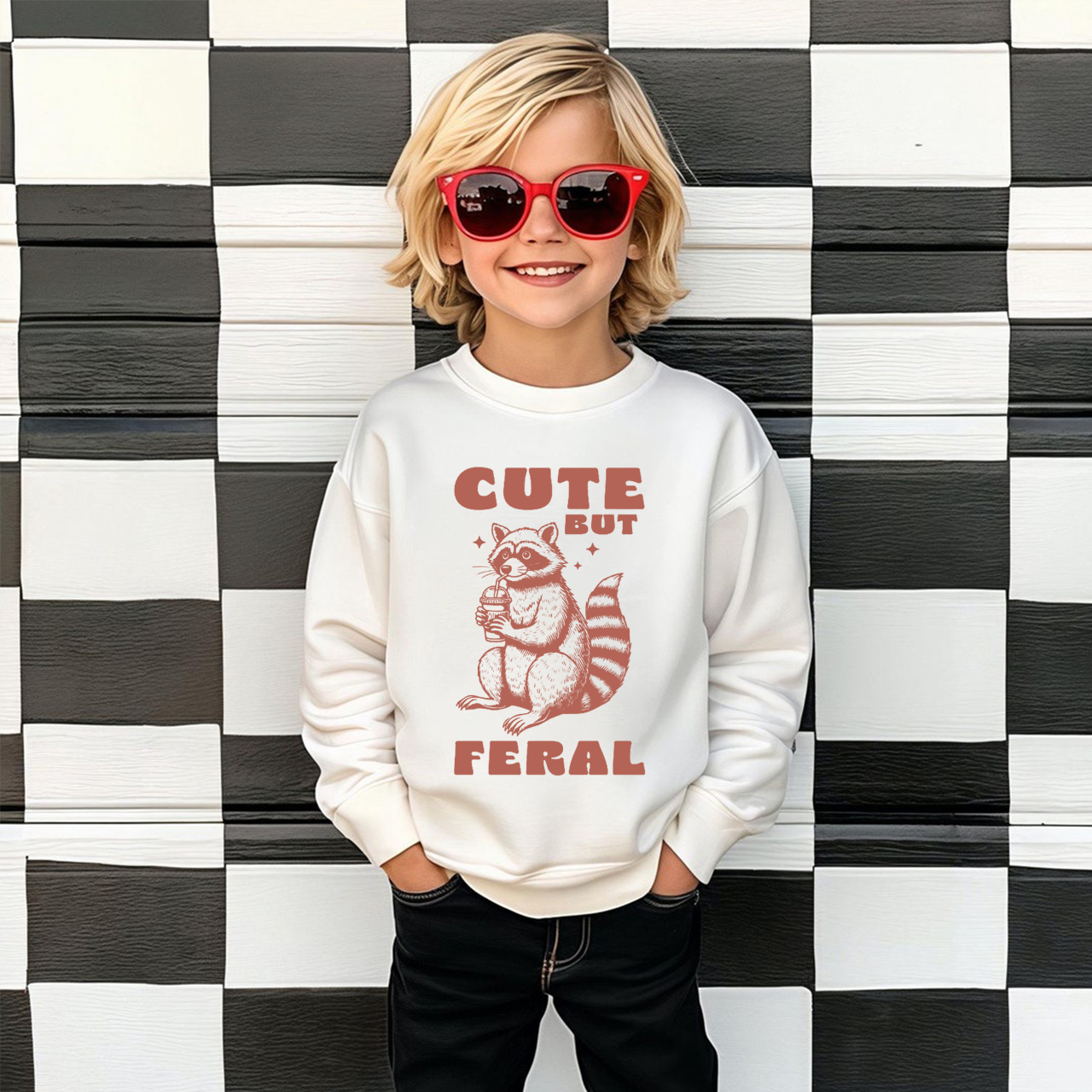 Cute But Feral Kid's Sweatshirt