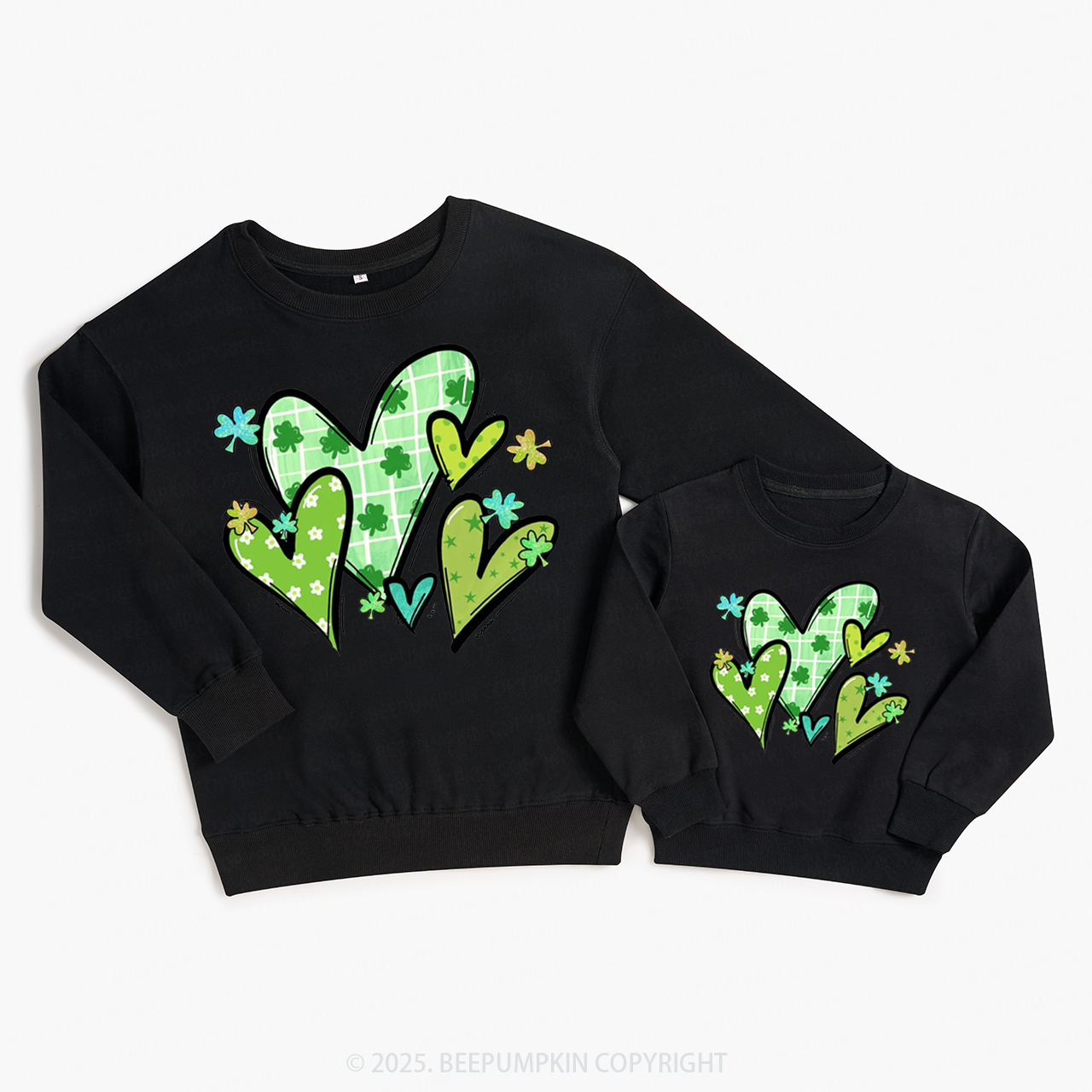 St.Patricks Day Hearts Family Matching Sweatshirts