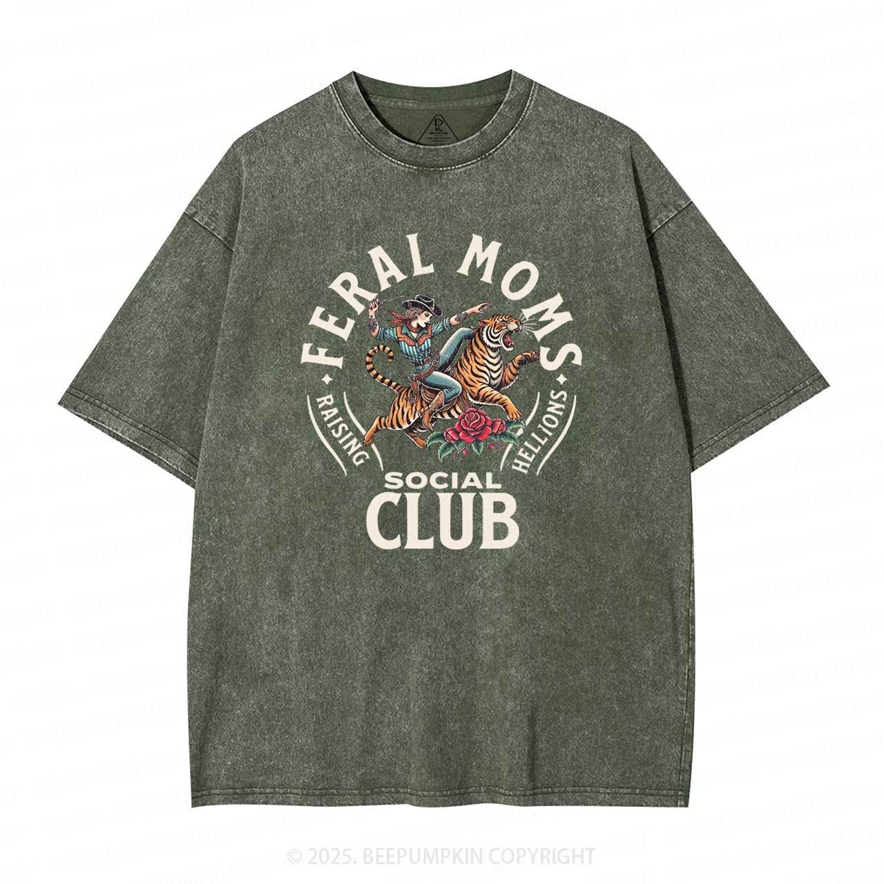 Feral Moms Social Club Washed T-Shirts