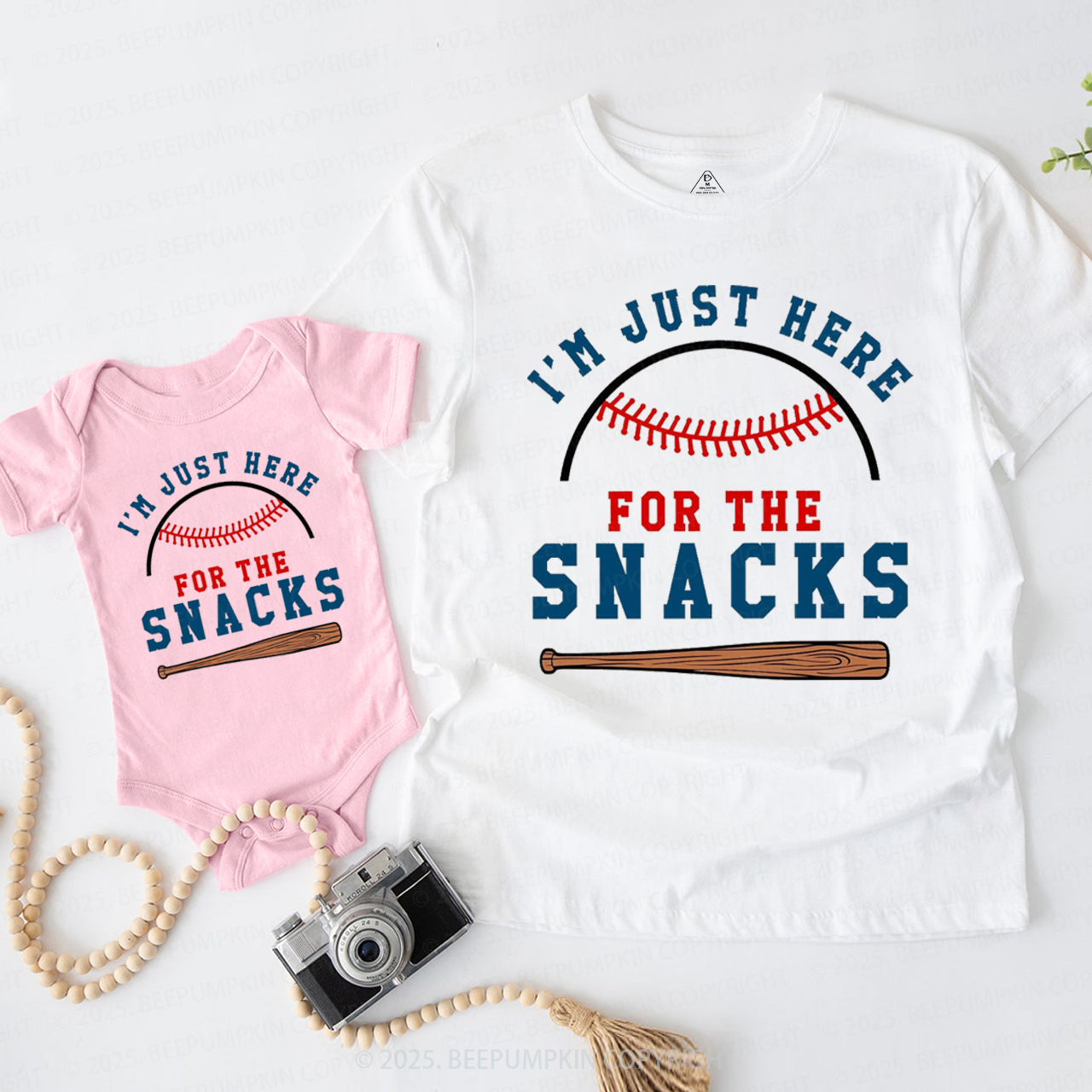 I'm Just Here For The Snacks Dad&Me Matching Shirts