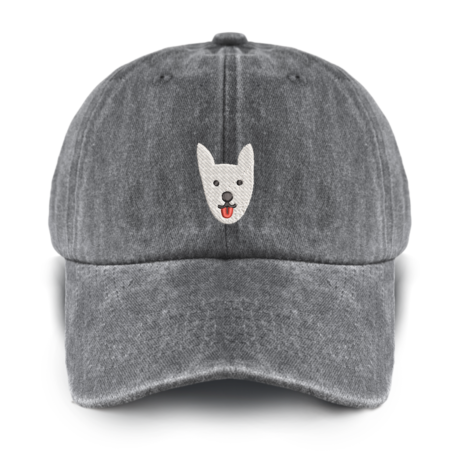Embroidered White Dog Washed Baseball Cap For Kids