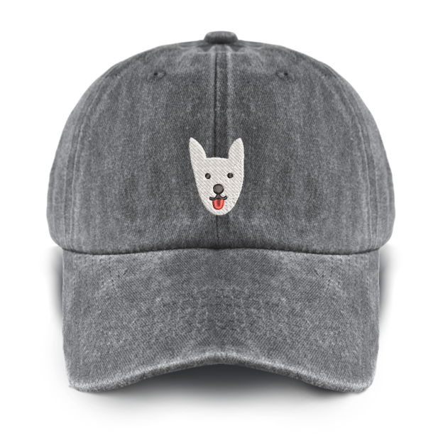 Embroidered White Dog Washed Baseball Cap For Kids