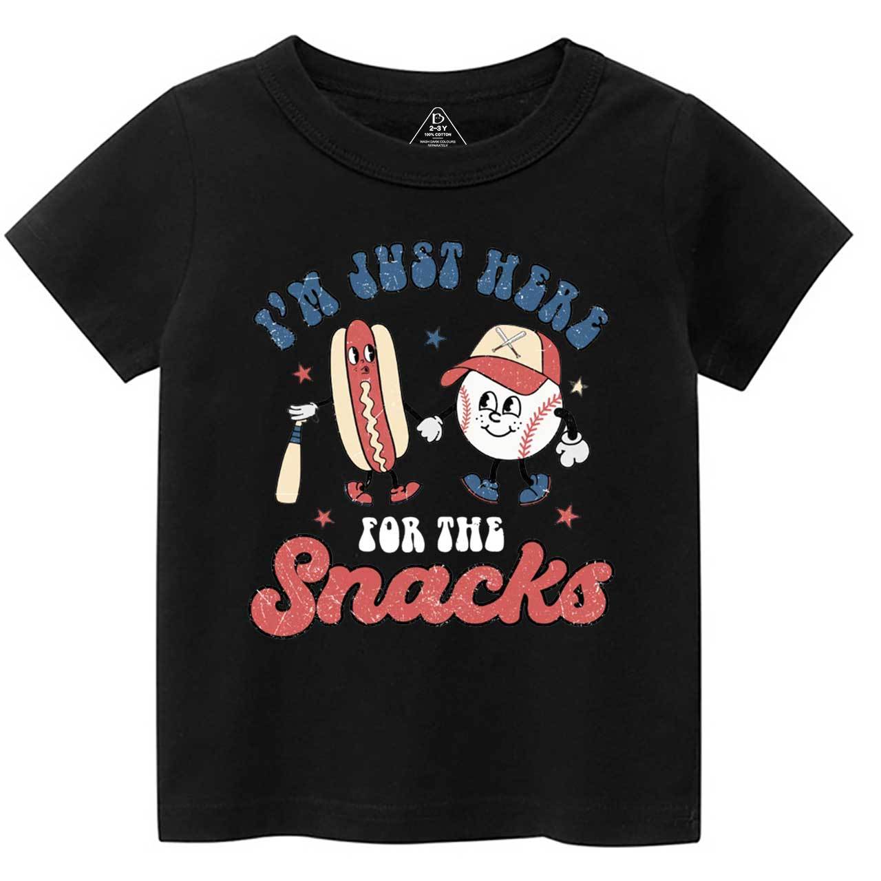 I'm Just Here For The Snacks Baseball  Toddler&Kid's Tees Beepumpkin