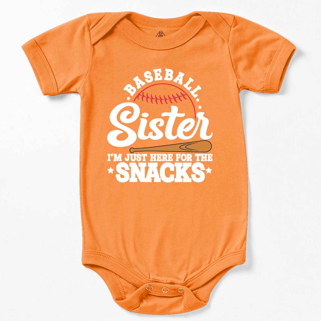 Baseball Sister I'm Just Here For The Snacks Bodysuit Beepumpkin