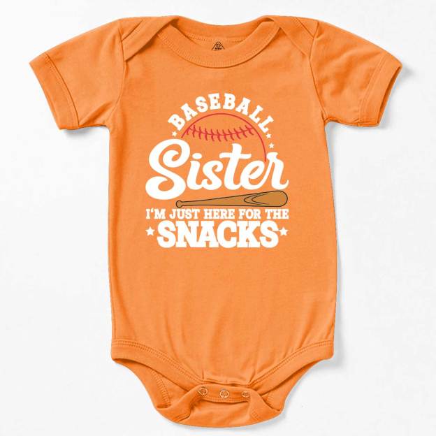 Baseball Sister I'm Just Here For The Snacks Bodysuit Beepumpkin