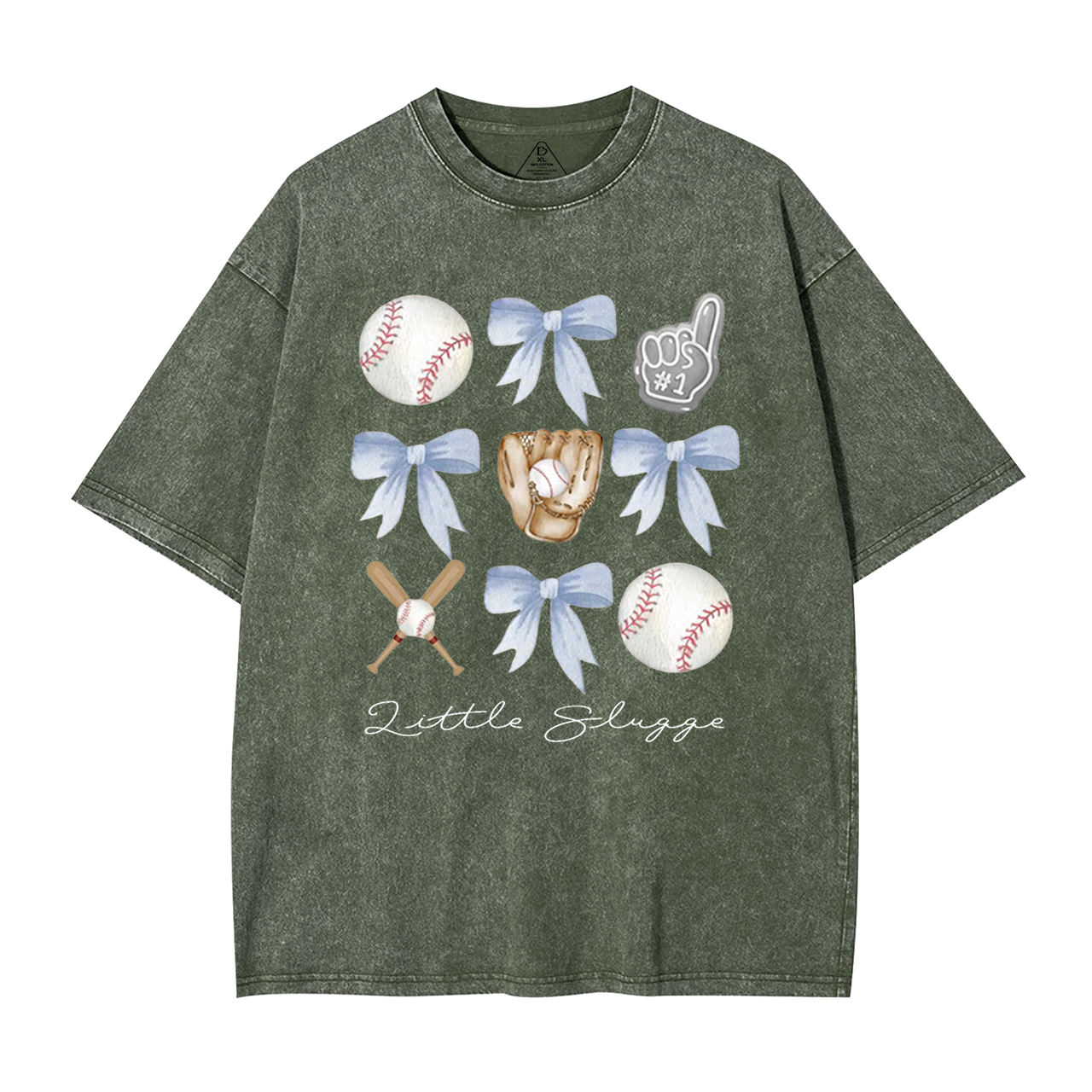 Personalized Bow Baseball Washed T-Shirts