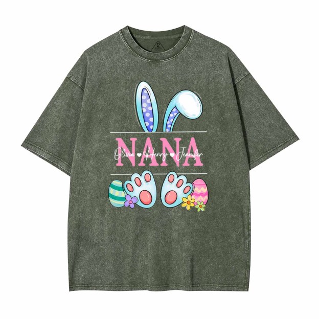 Personalized Name Nana Washed T-Shirts