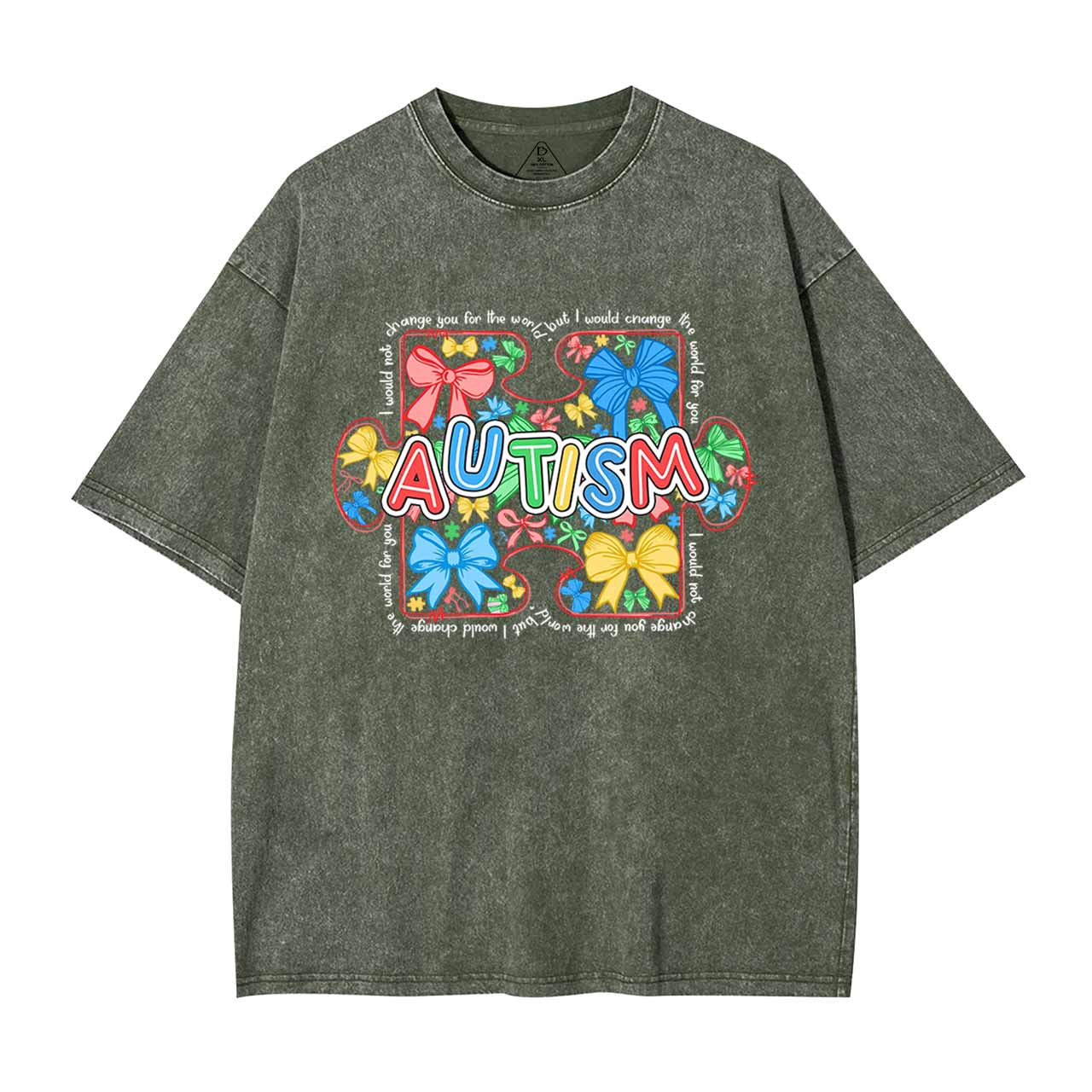 Autism Awareness Coquette Mama Washed T-Shirts