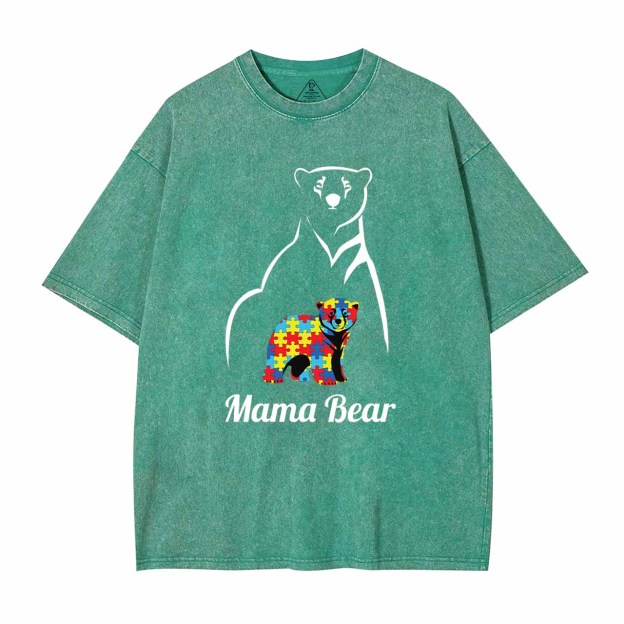 Autism Mama Bear Washed T-Shirts