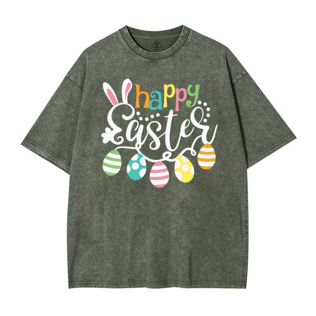 Happy Easter Mama Washed T-Shirts