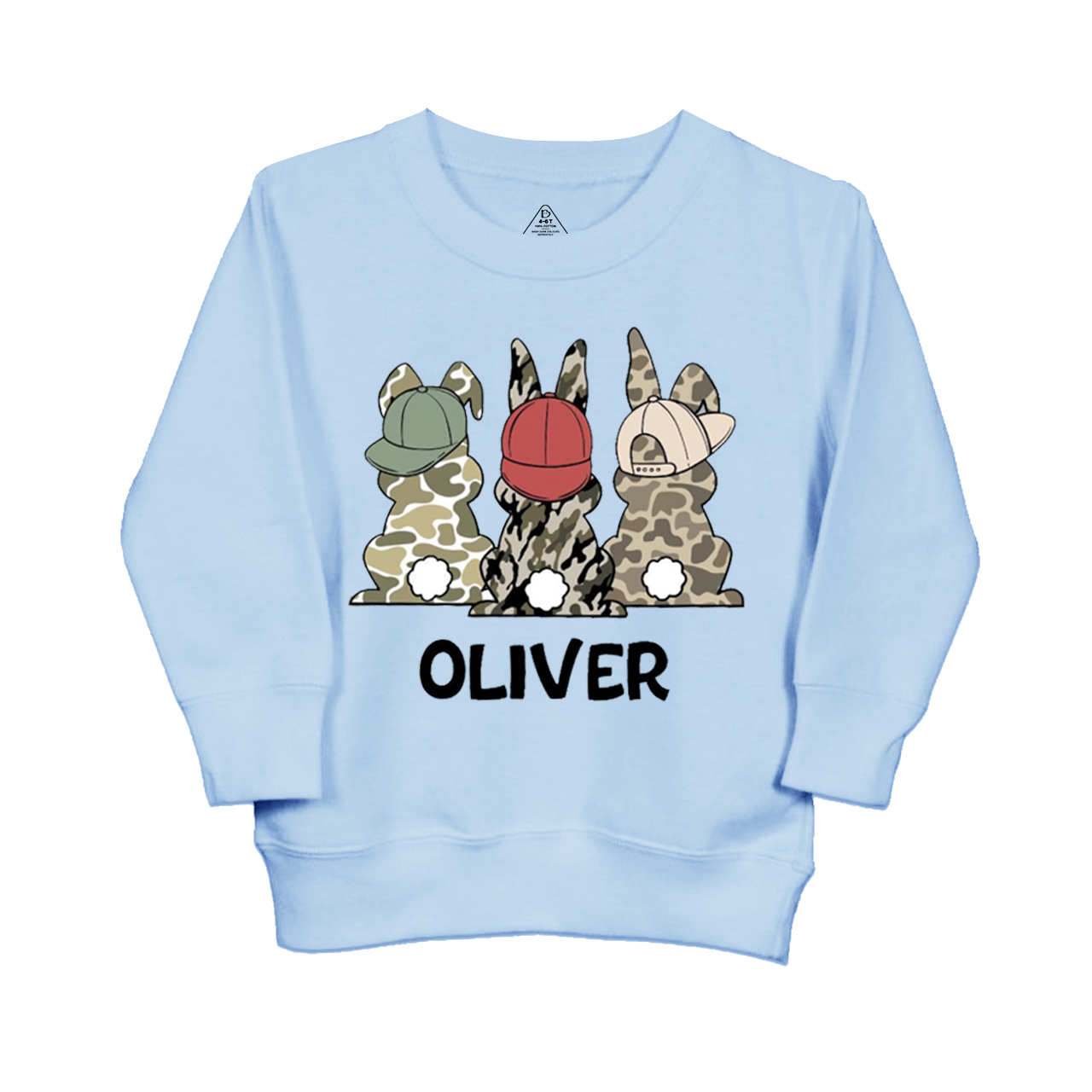 Personalized Name Camouflage Easter Bunny Kid's Sweatshirt