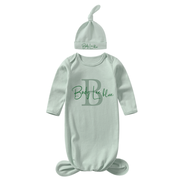 Personalized Capital Letters Name Baby Gown With Hat