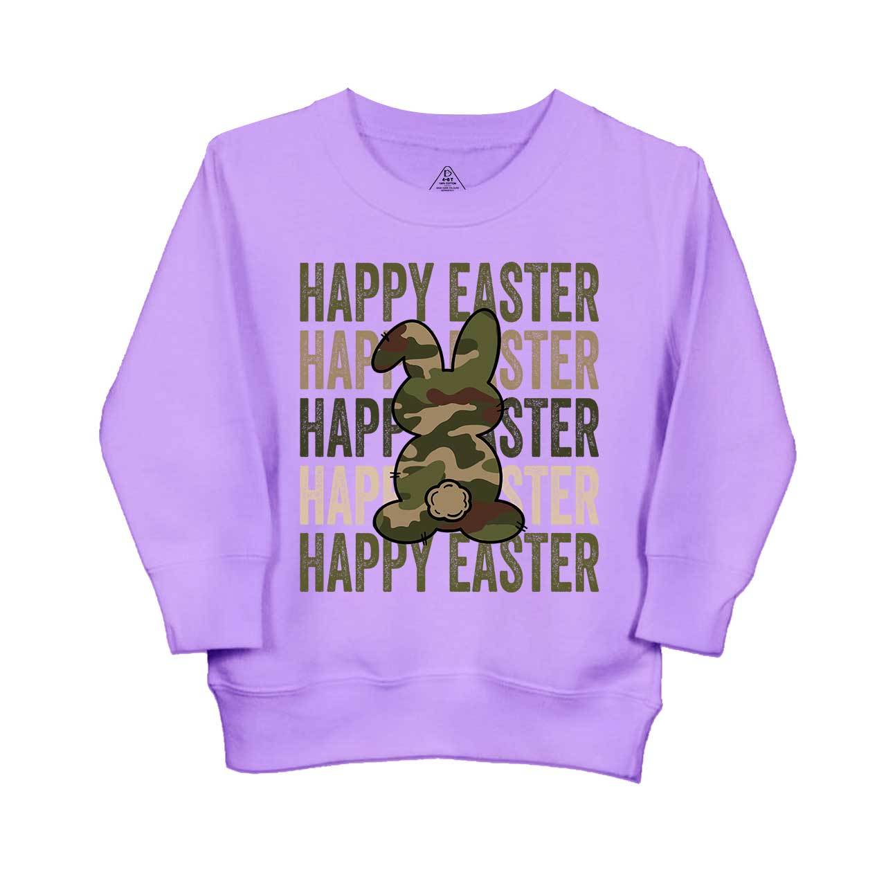 Easter Camouflage Happy Bunny Easter Kid's Sweatshirt