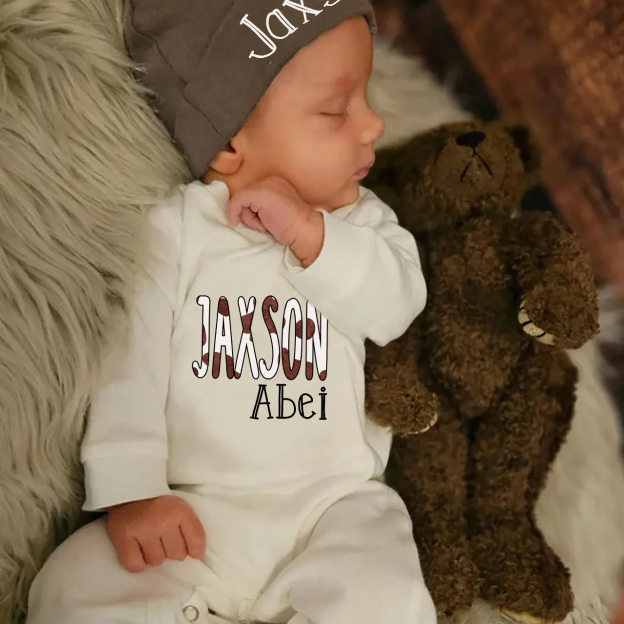 Personalized Retro Baby Romper&Hat Set