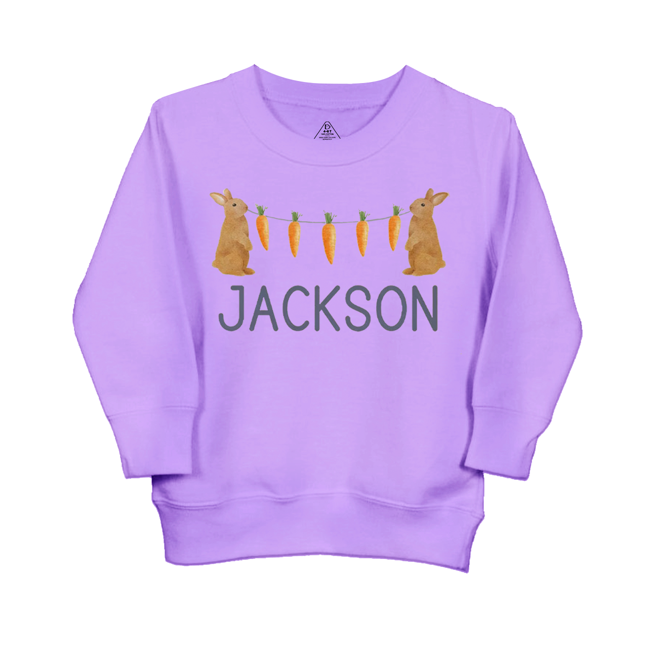Personalized Name Bunny Carrot Easter Kid's Sweatshirt