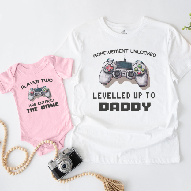 Levelled Up To Daddy And Entered The Game Dad&Me Matching Shirts
