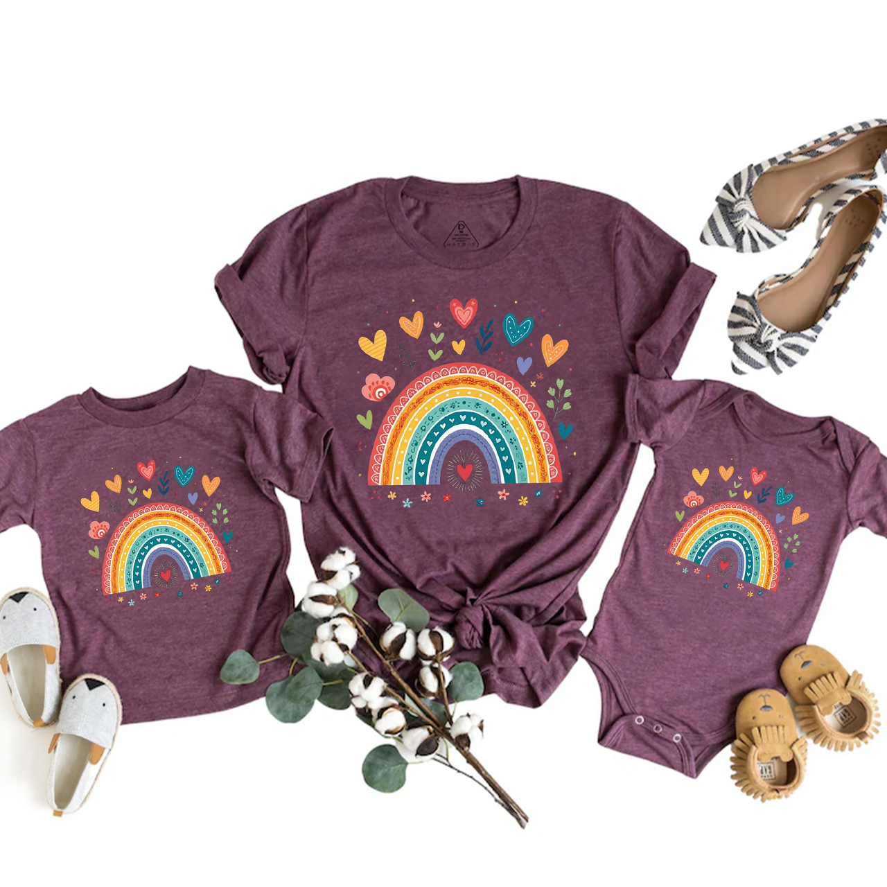 Rainbow Heart Mom&Me Matching Tees