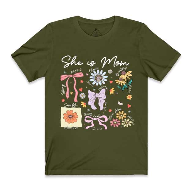 She is Mom Boho Floral T-Shirts