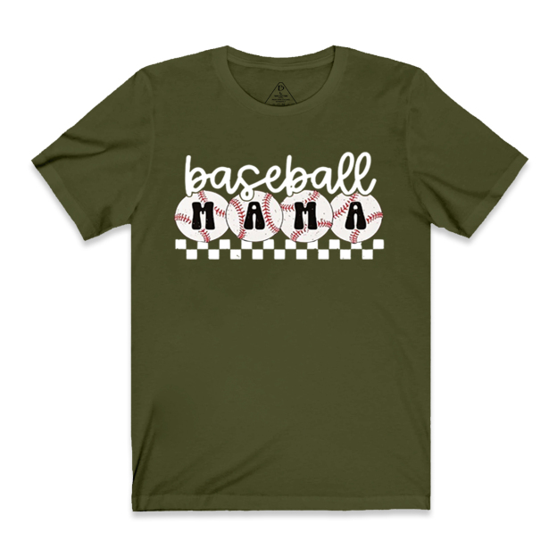 Checkered Baseball Mama T-Shirts