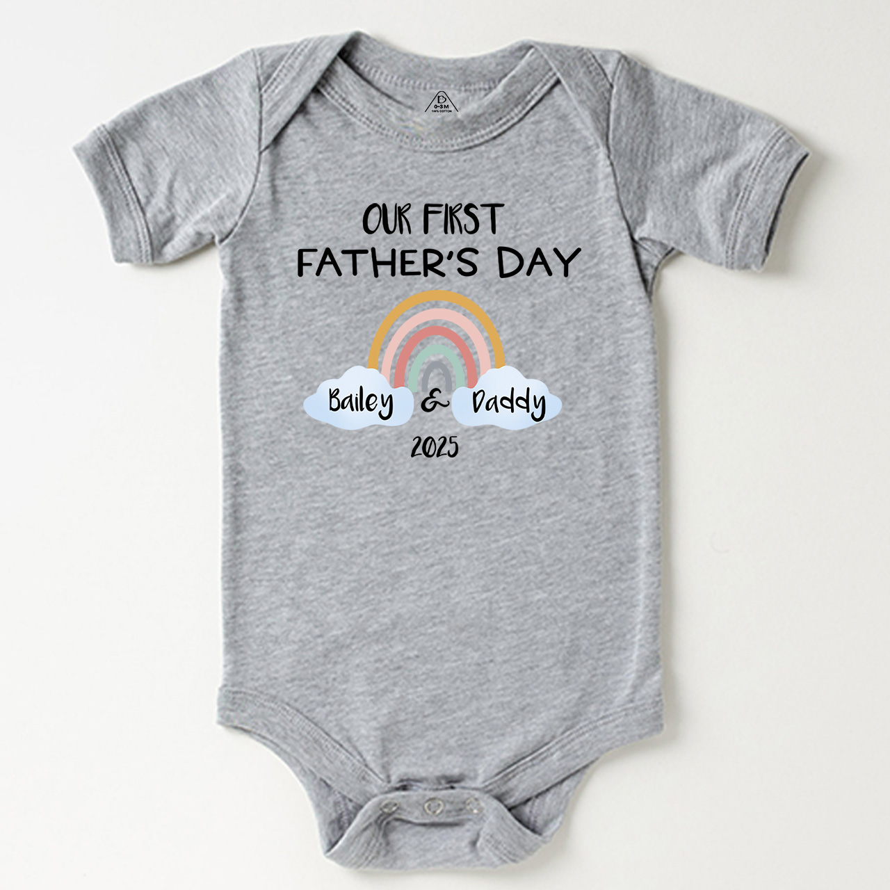 Personalization Our First Father's Day Rainbow Bodysuit For Baby