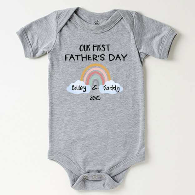 Personalization Our First Father's Day Rainbow Bodysuit For Baby