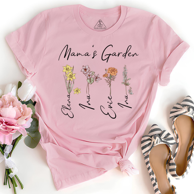 Personalized Mama's Birth Month Garden T-Shirts