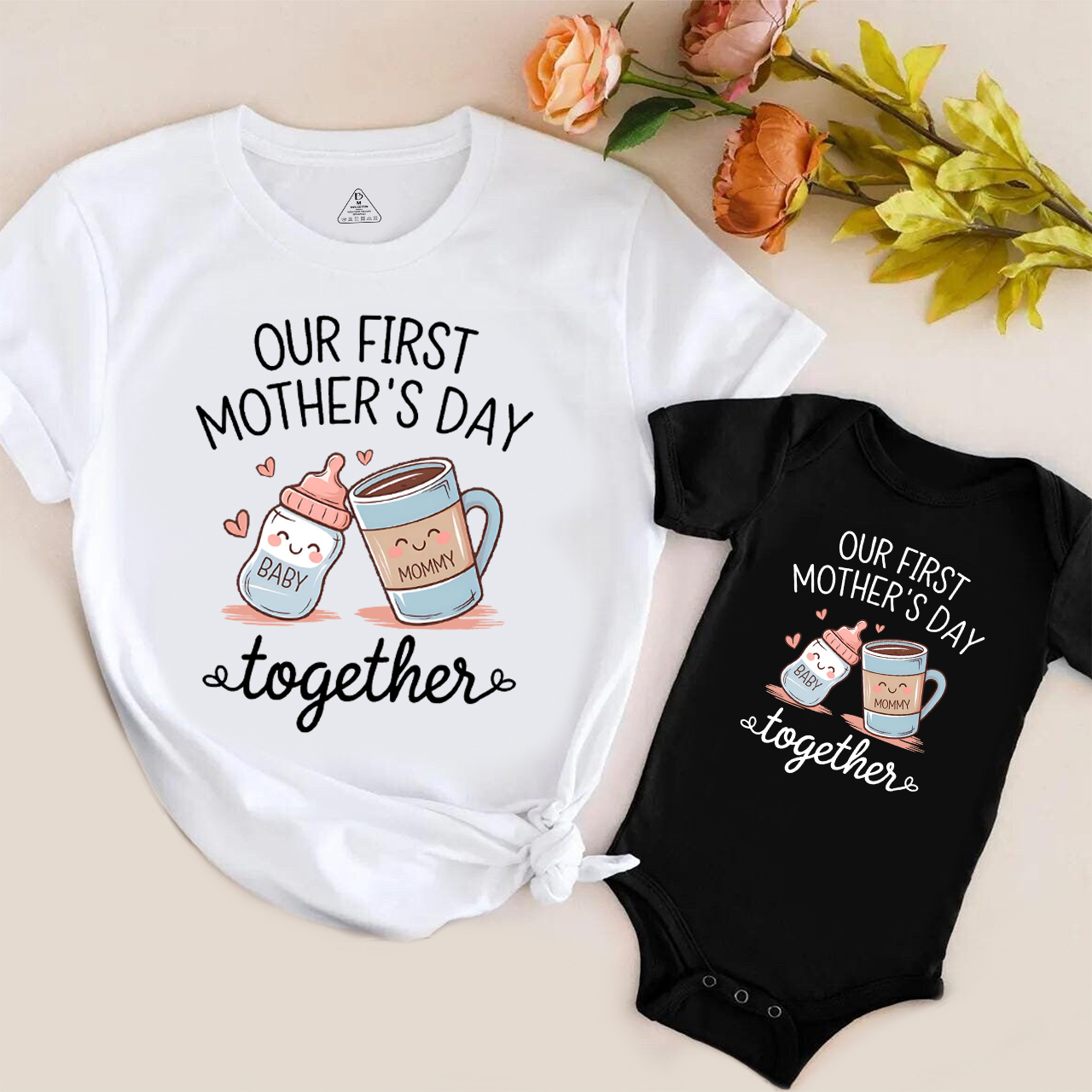 Bottle And Coffee Together Mom&Me Matching Tees