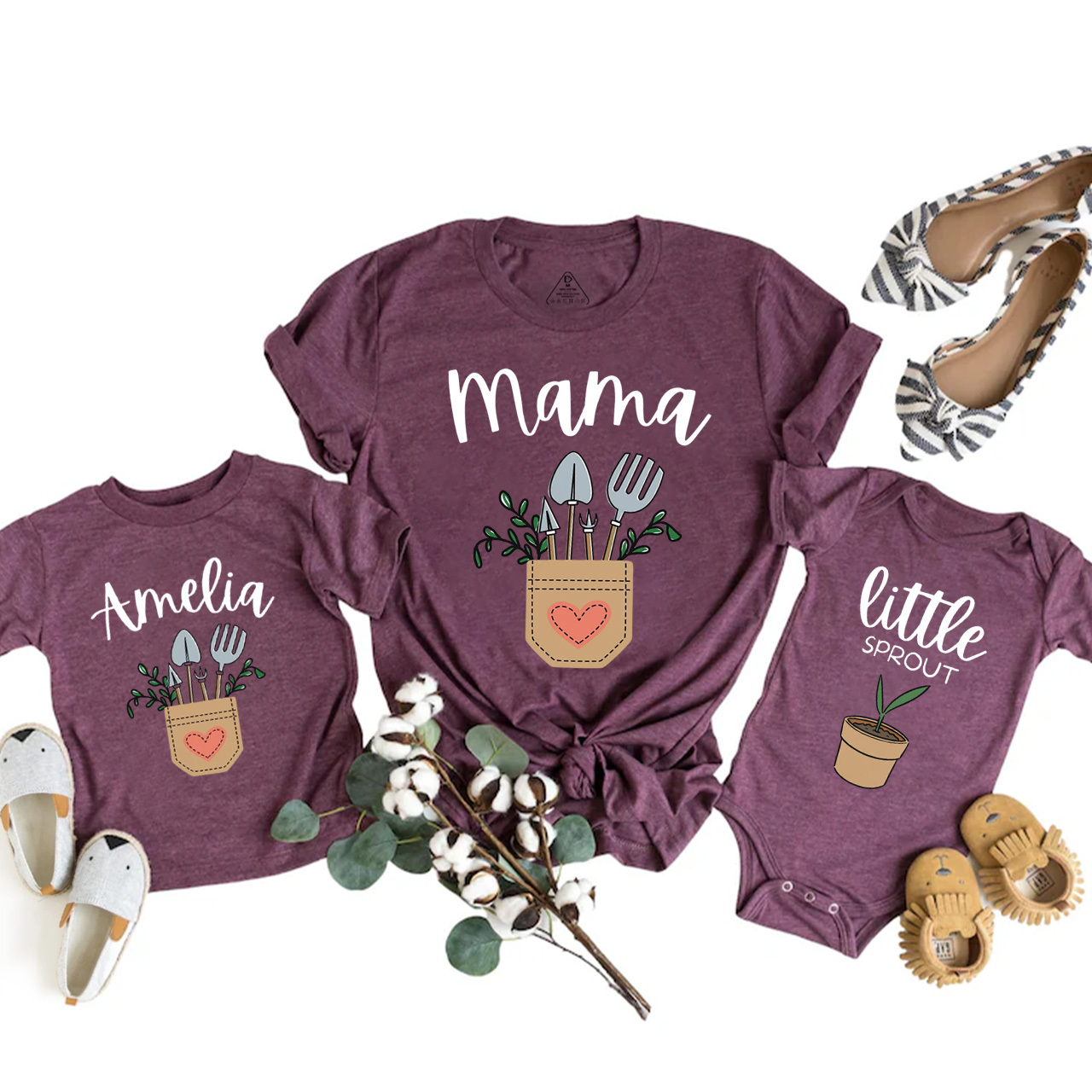 Personalized Names Little Sprout Mom&Me Matching Tees
