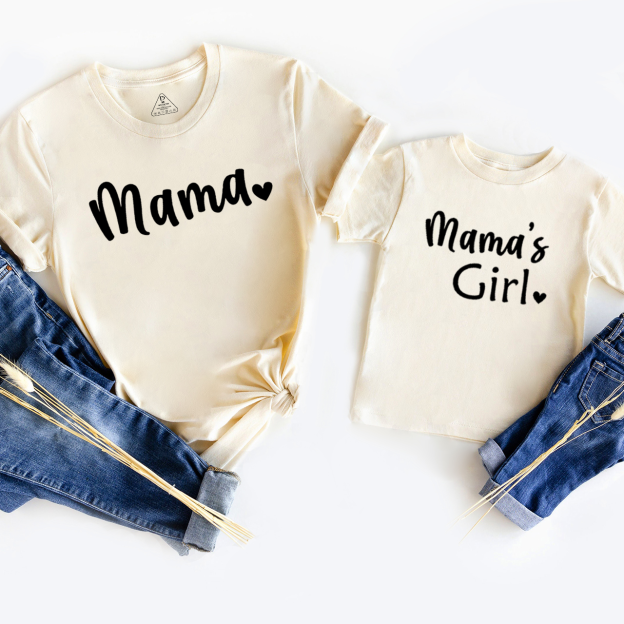 Personalized Mama's Boy Mama's Girl Mom&Me Matching Tees